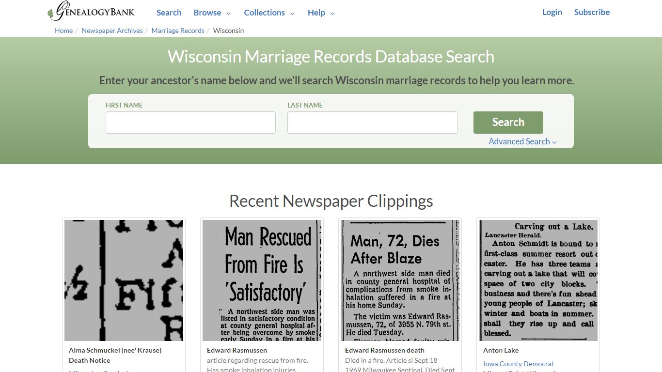 Public Marriage Records in Wisconsin | GenealogyBank